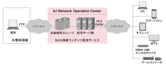 「マルチデバイスストリーミング/VoD」のイメージ図