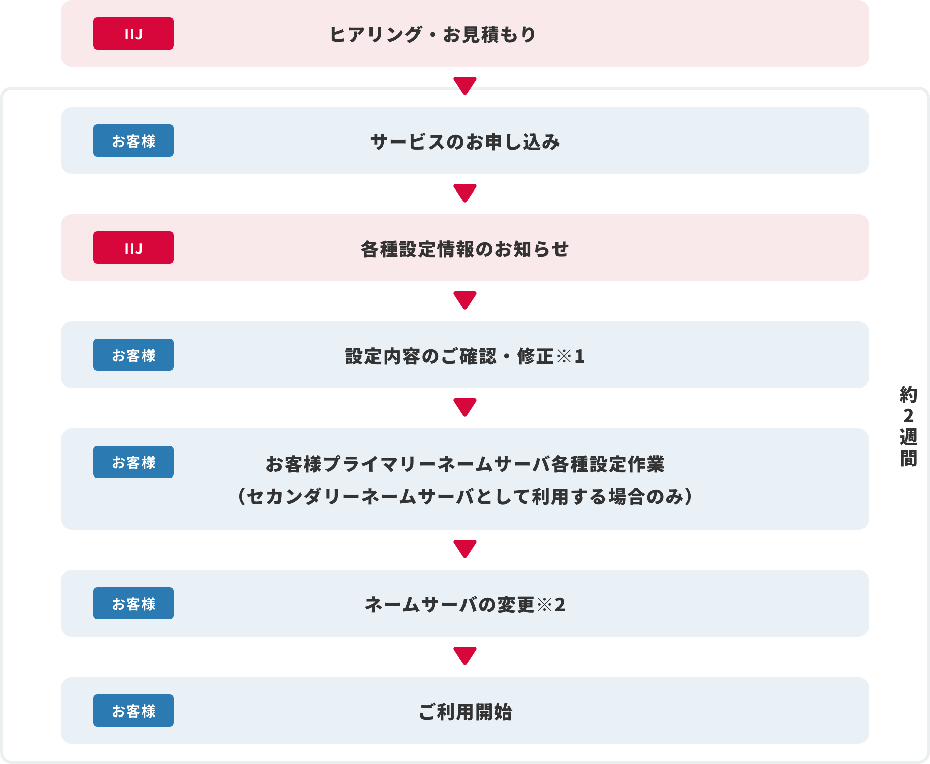 IIJ DNSプラットフォームサービス導入までのフロー図