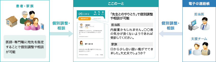 「ケース2：医師、専門職と個別相談」のイメージ図