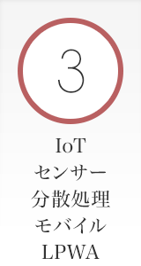 3 IoT、センサー、分散処理、モバイル、LPWA